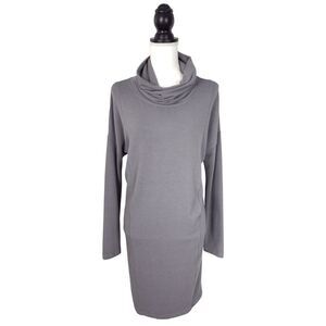 Cabi Gray Cozy Cowl Turtle Neck Knit Stretch Dress Long Sleeves Size Small